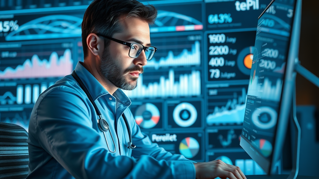 healthcare marketer analyzing digital marketing KPIs and analytics for medical practices