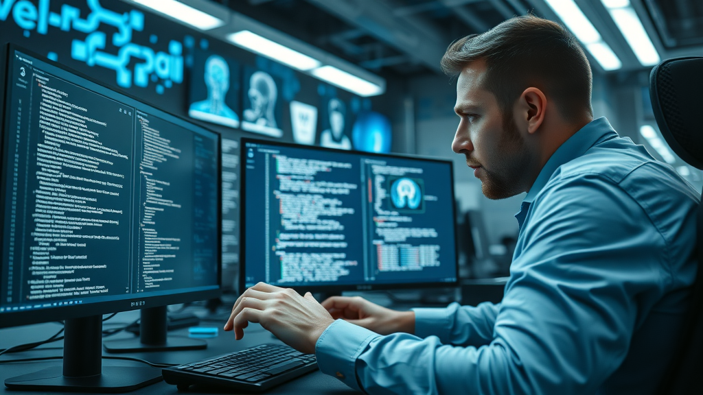 A web developer works on schema markup code for a medical practice website, optimizing for local SEO for healthcare providers.