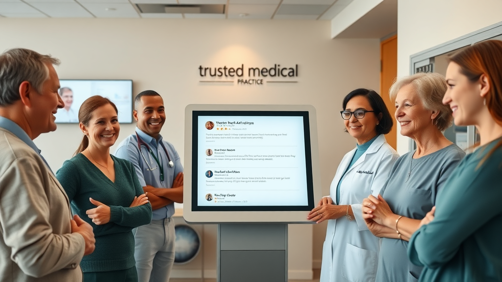 patients leaving positive reviews in a trusted medical practice setting, enhancing reputation through patient acquisition digital marketing