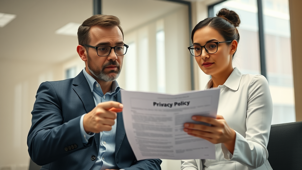 Healthcare marketer and legal advisor discussing HIPAA compliance in digital marketing strategies