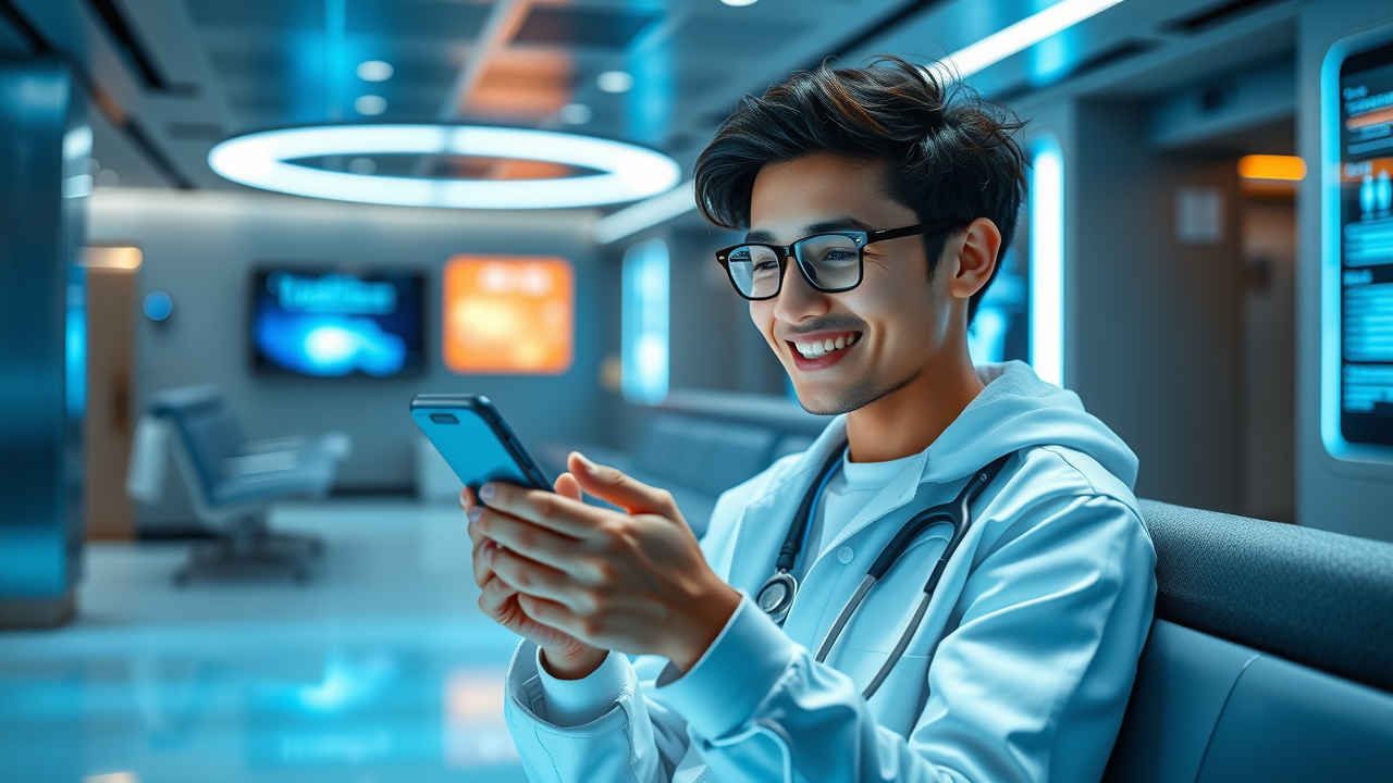 Mobile healthcare website with user using voice search for easy patient engagement