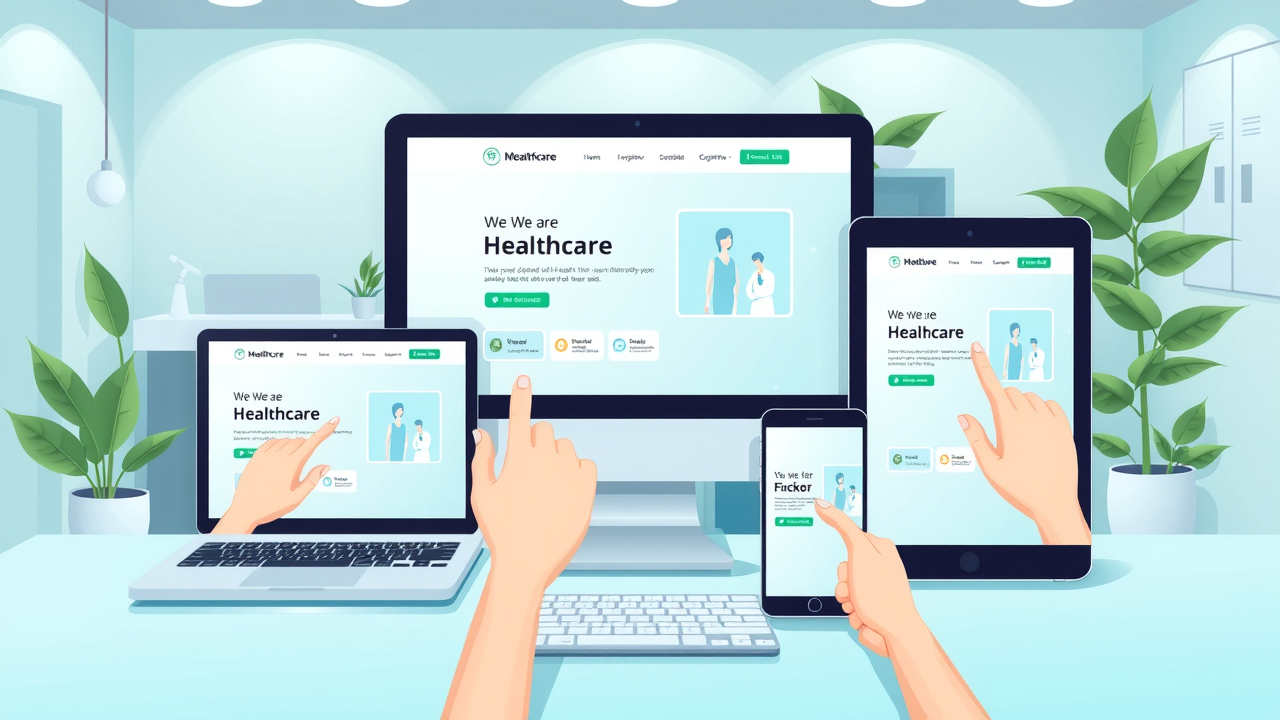 Optimized healthcare website on multiple devices showing medical marketing strategy