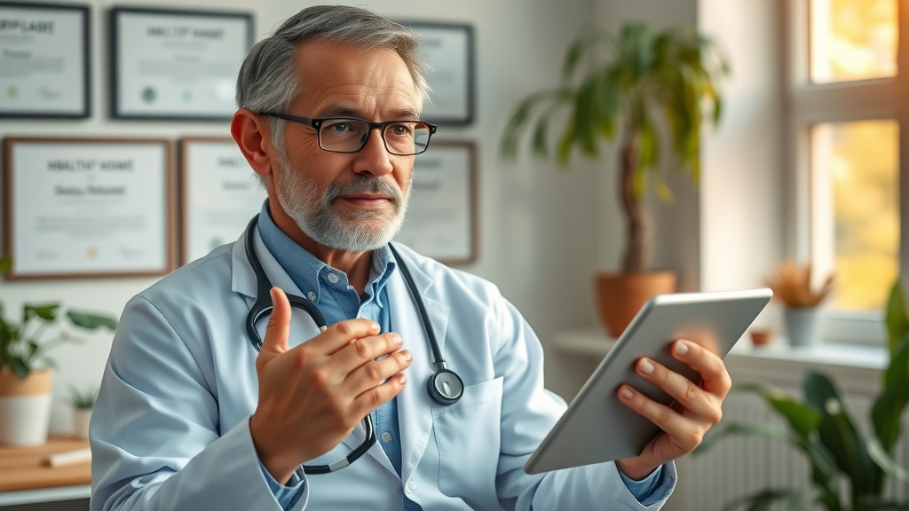 doctor giving online seminar for medical practice content marketing, building healthcare authority