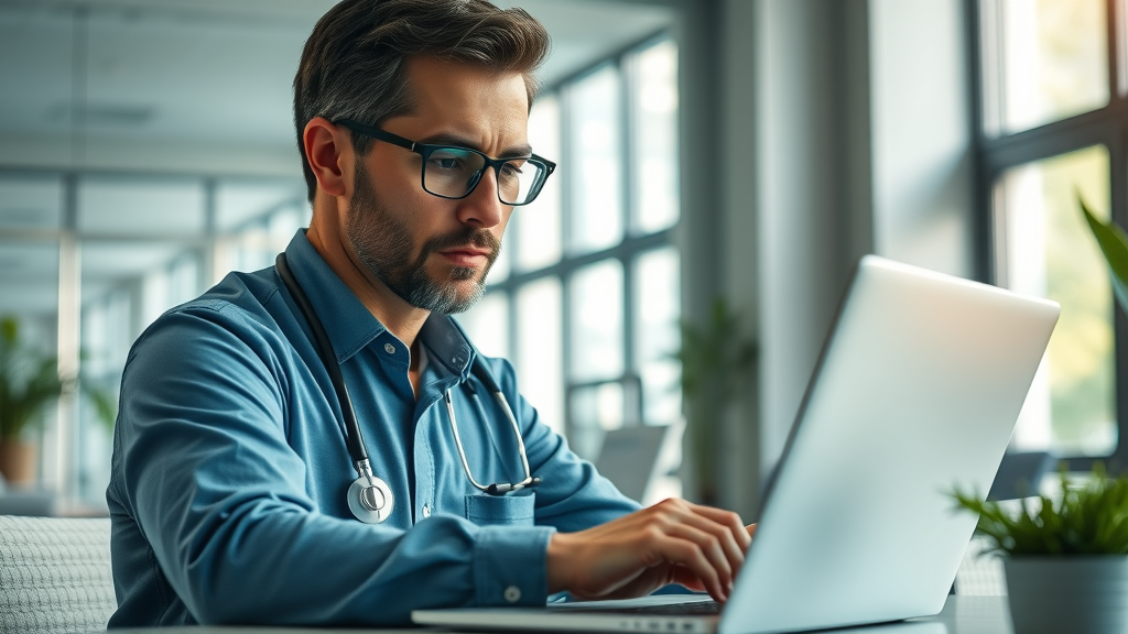 Healthcare marketer reviewing inbound patient appointment requests from media marketing campaign
