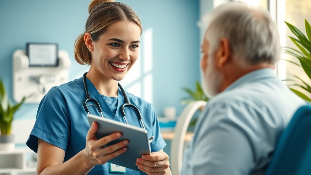 patient engagement strategy with healthcare professional connecting to patient on a video call using a tablet