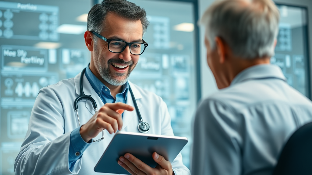 doctor using digital tablet to show patient their health records and improve retention and satisfaction