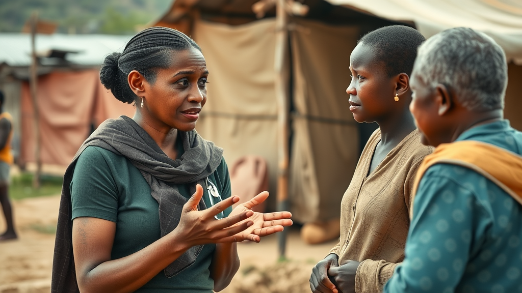 chronic disease management community health worker advising rural family about health resources