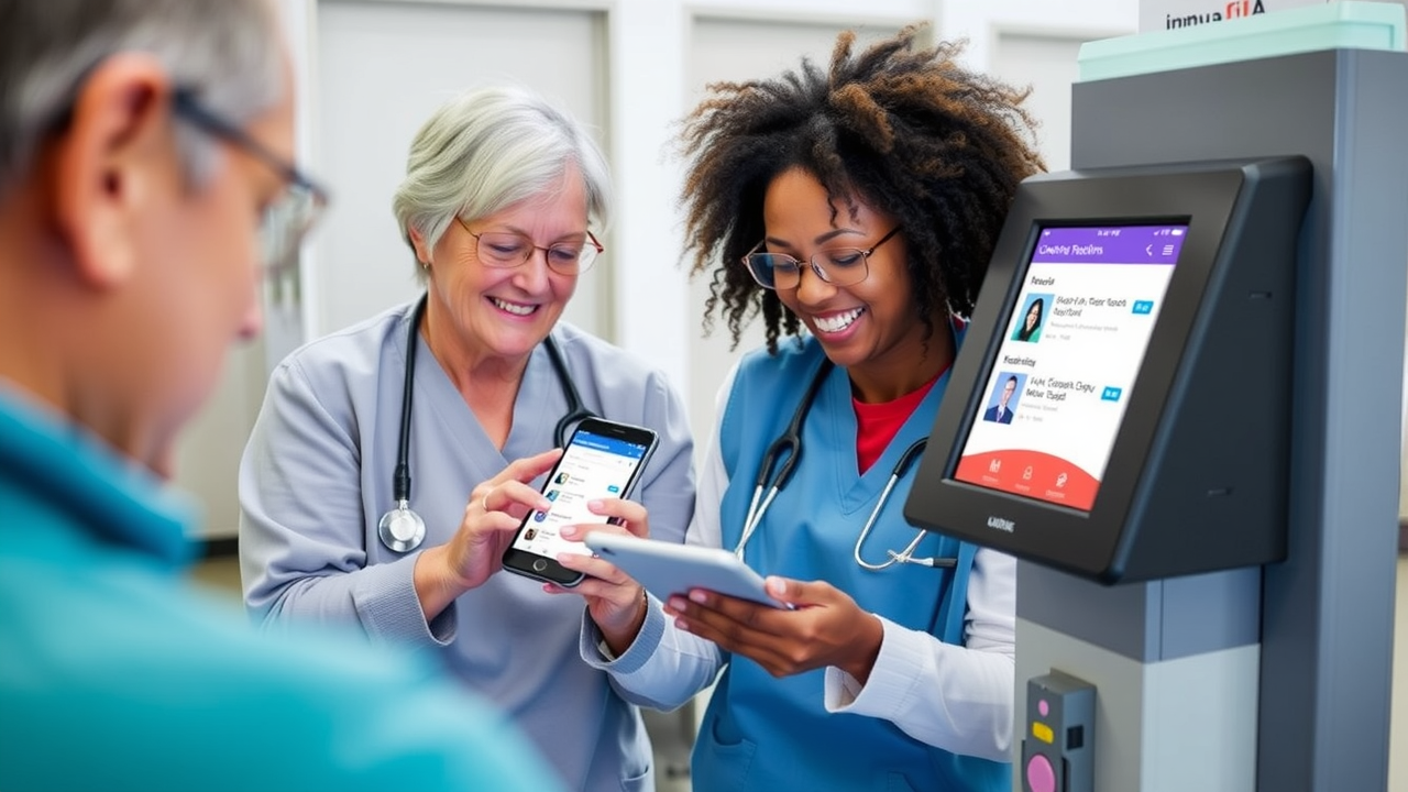 Patients providing feedback digitally, using smartphones, tablets, or in-clinic kiosks.