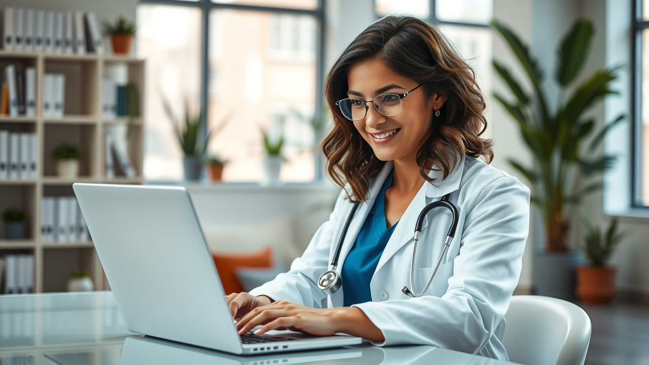 Healthcare professional responding to online feedback, demonstrating proactive patient engagement.