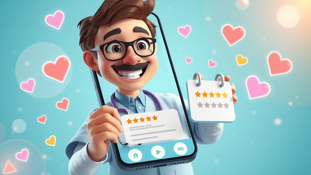 smiling healthcare provider responding to online review on social media