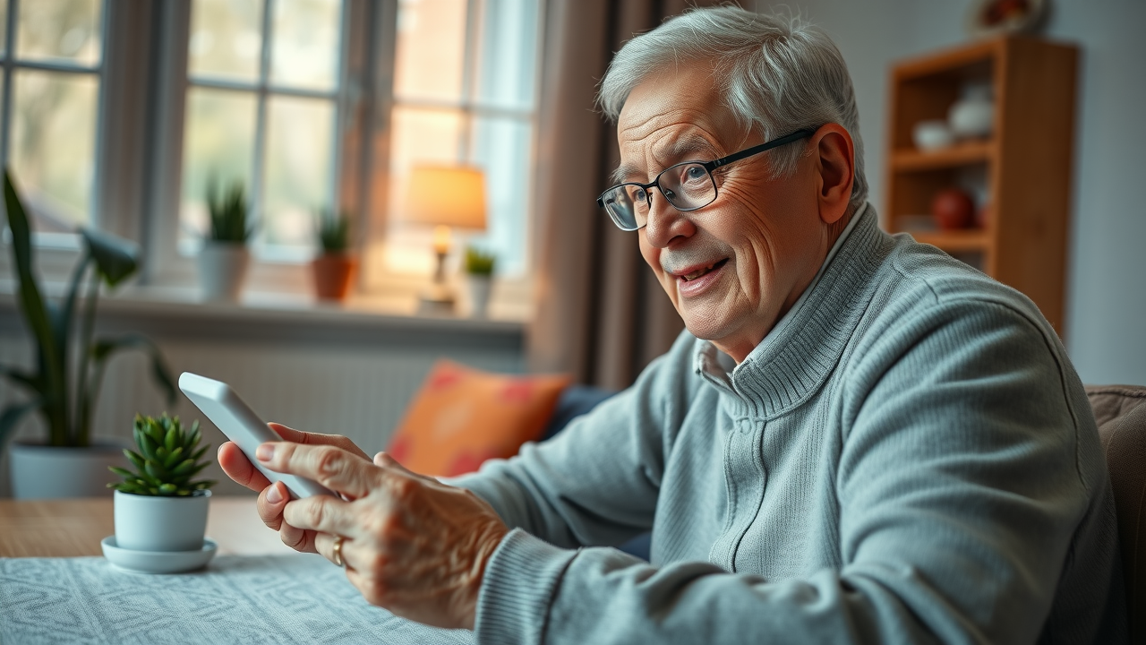 Senior patient making appointment online with tablet - digital patient access