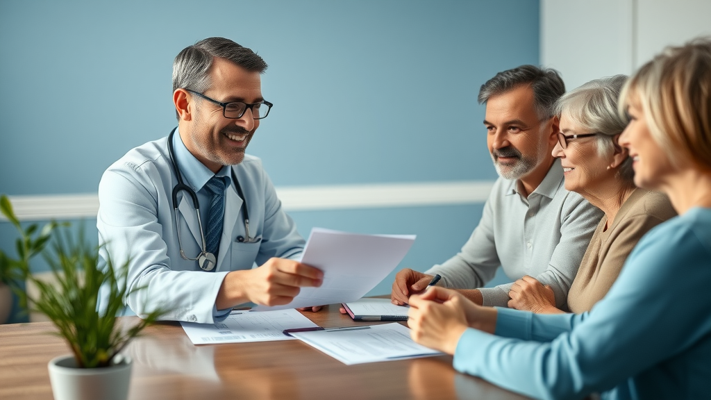 confident doctor collaborating with patient and family on shared care plan development for improved engagement and health outcomes