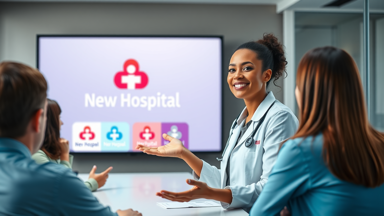 thoughtful healthcare designer presents new hospital logo and visual identity for healthcare brand strategy