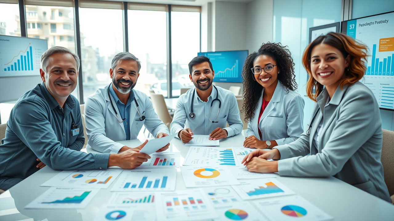 diverse healthcare professionals collaborate on branding strategy implementing five pillars