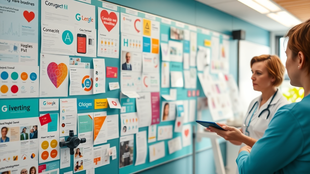 creative healthcare branding board showing visual identity and branding strategies for clinics