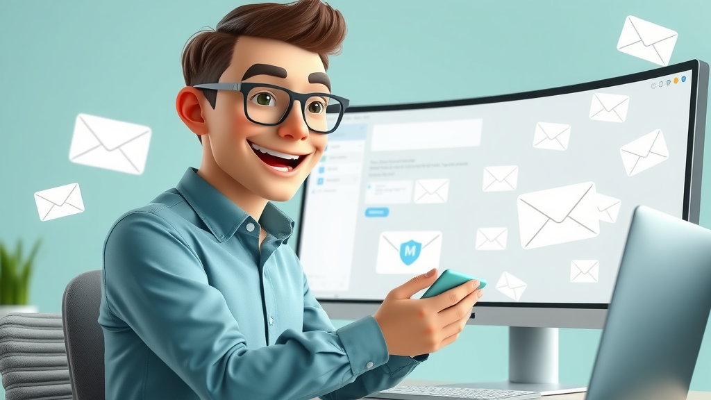 healthcare marketer crafting personalized email campaigns at desktop with healthcare icons