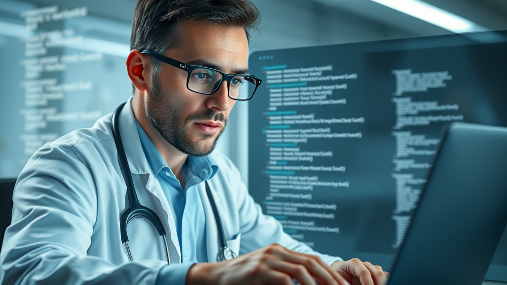 Medical website developer implementing structured data code for rich results in search engines
