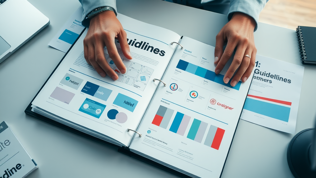 Brand guide for medical practices: organized brand guidelines binder and healthcare branding assets