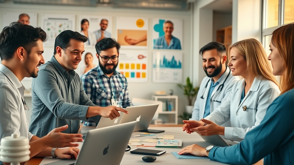 medical marketing team brainstorming comprehensive healthcare content marketing plan