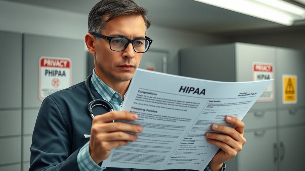 healthcare administrator reviewing HIPAA compliance best practices for content marketing