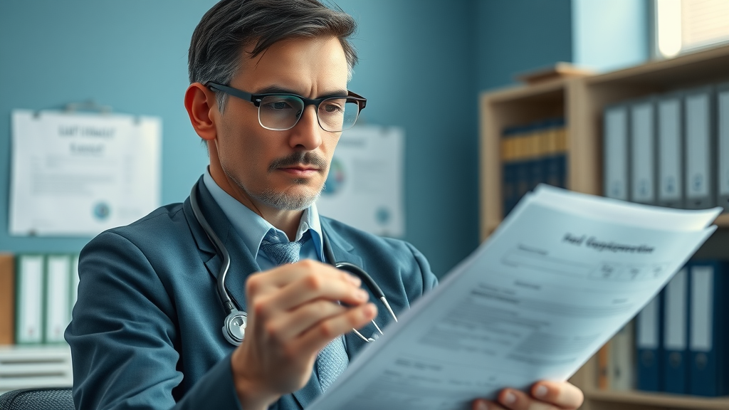 compliance officer checking documents for healthcare content creation regulatory standards