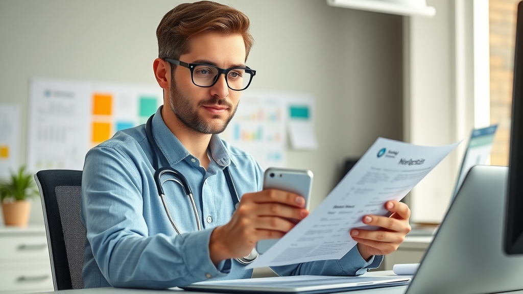 Healthcare marketer reviewing a checklist to enhance healthcare audience engagement strategies.