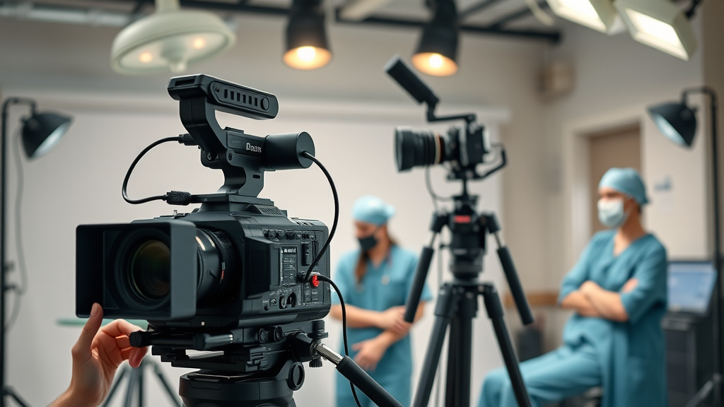 Videographer recording healthcare professionals for consistent healthcare video production