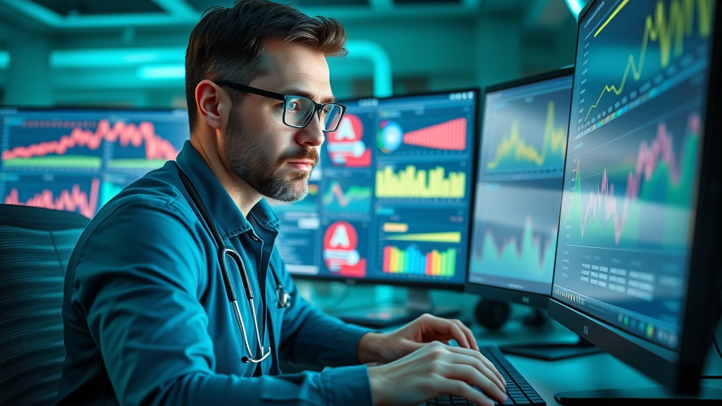 healthcare social media videos analytics results in high-tech workspace