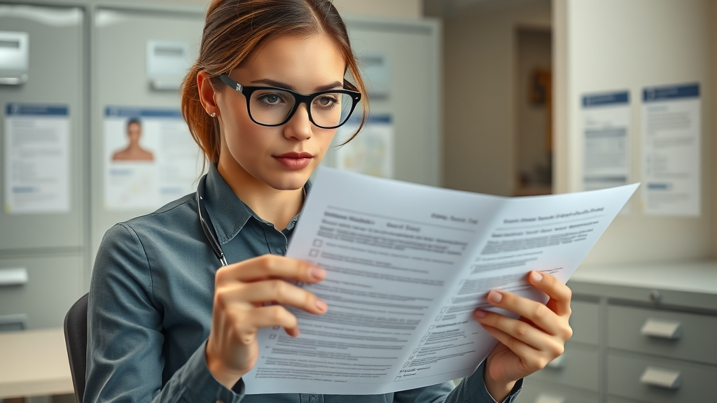 professional dental office manager reviewing communication consent forms, ensuring dental email marketing compliance