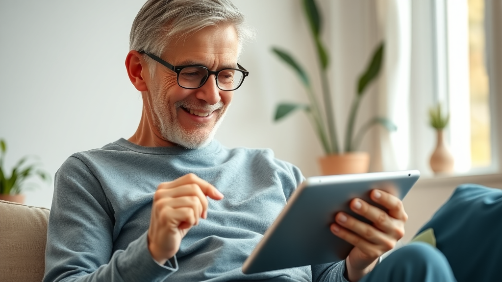 Engaged patient accessing healthcare services through a digital health app on a tablet