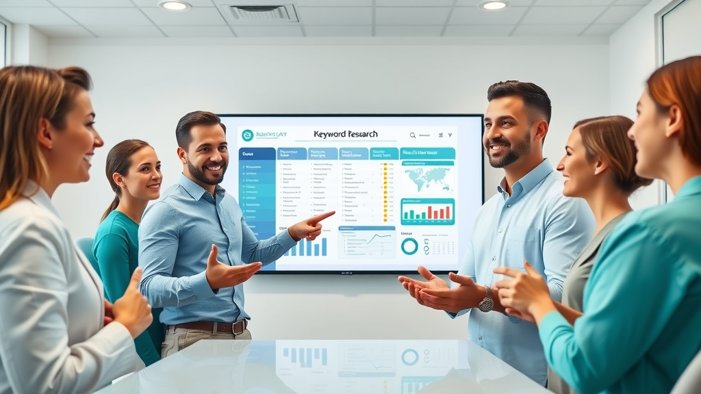 SEO specialist presenting dental SEO keyword research data for website optimization for dentists