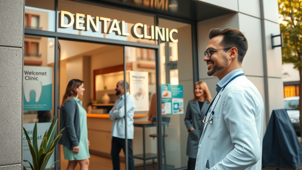 modern dental clinic exterior welcoming atmosphere dental seo techniques urban dental practice