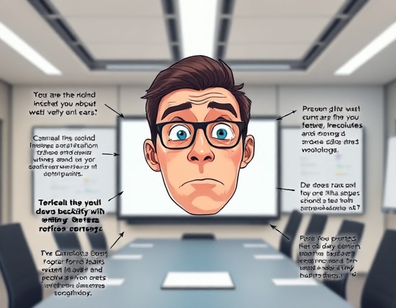 simplified FAQs infographic, curious expression, detailing, photorealistic, corporate boardroom setting with screens and whiteboards, highly detailed, animated arrows and guides, clean vector lines, pastel colors, soft fluorescent lighting, shot with a 35mm lens.